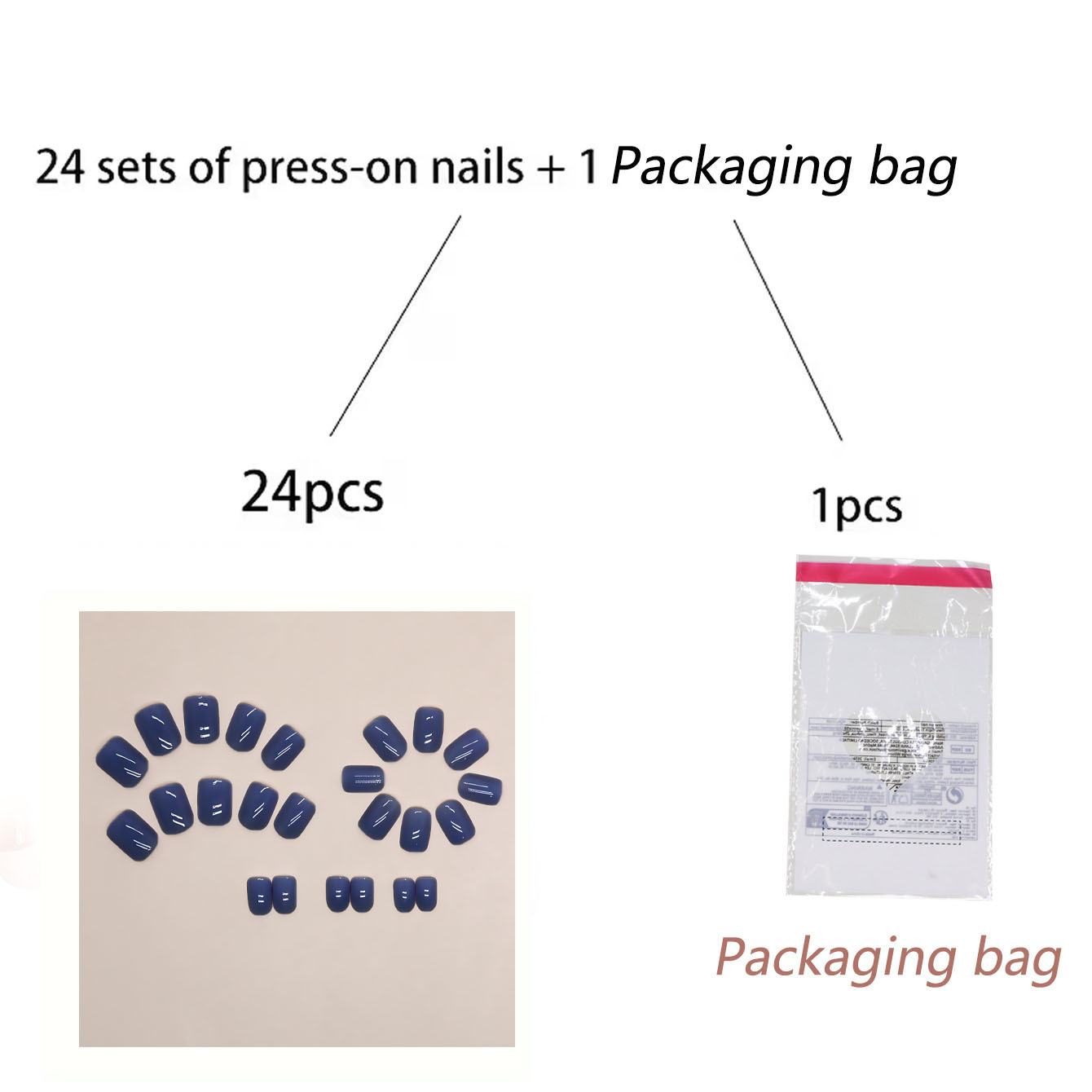 TEMU 25 uñas postizas cuadradas cortas azul (24 de portátil y 1 bolsa de embalaje), fáciles de usar, pegatinas de uñas reutilizables, aptas para