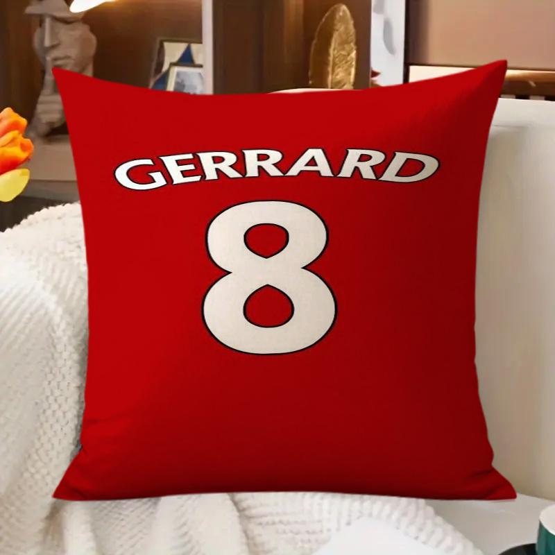 TEMU 1pc 18x18 Inches 45x45cm / Soccer Icon Jersey And Name "gerrard" Cover - Officially , Red And White Team Colors, Zipper Closure, Machine