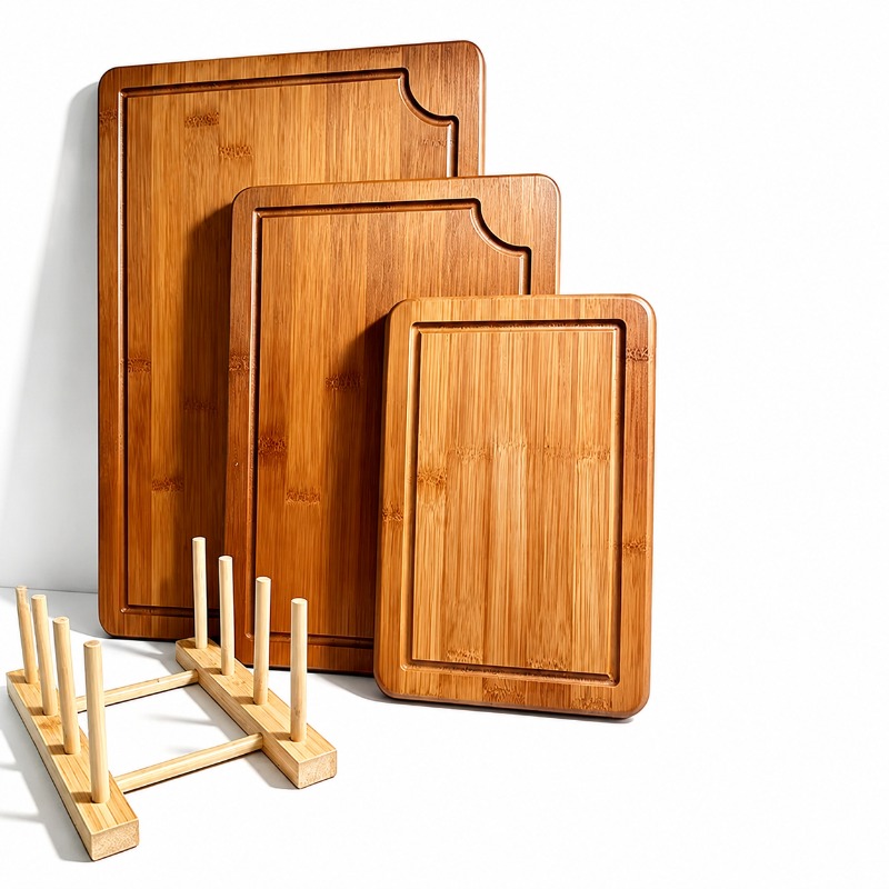 TEMU 4pcs Bamboo Cutting Board Set Thickened Cutting Boards Ideal For Meat, Vegetables, And For Christmas, Halloween, Thanksgiving, Valentine's Day,