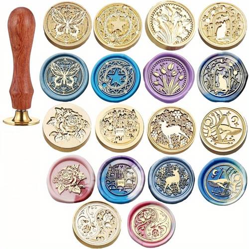 wax seal stamp set 9pcs cartoon anime sealing wax stamp heads with handle cute fire lacquer seal toy for christmas wedding party invitations envelopes gift packing