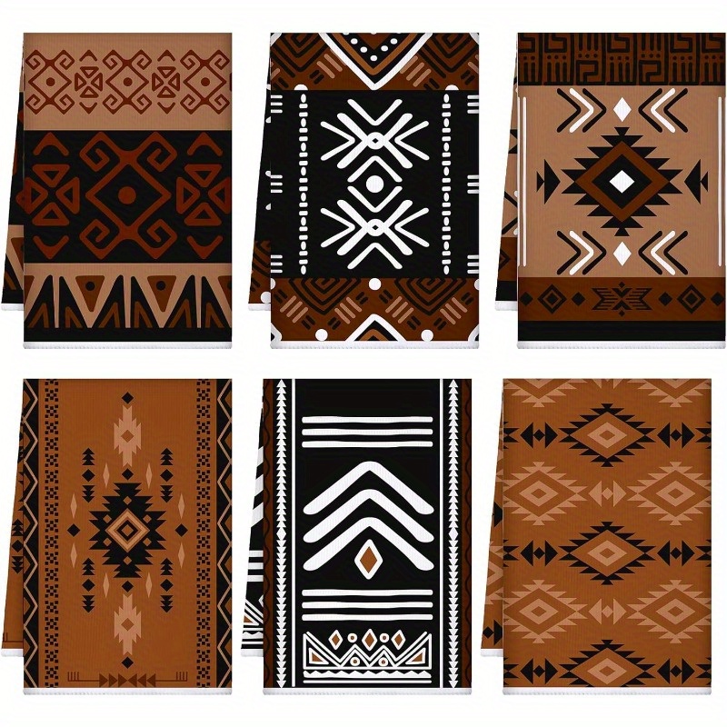 TEMU 6-pack Contemporary Kitchen Dish Towels - 18x26 Inch, Super Soft Woven Polyester, Machine Washable, Cartoon-themed, Absorbent Tea Towel Set For Home Use