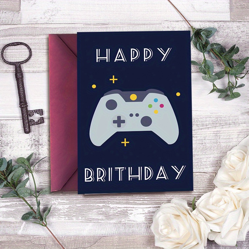 

1pc Gamer Controller Design Card With Envelope - Video Game Themed Greeting Card For Game Lovers - Includes Random Color Envelope