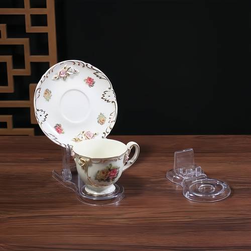 1pc acrylic tea cup display stand transparent cup tray decorative clear plastic holder for medium and deep bowls flat display bracket