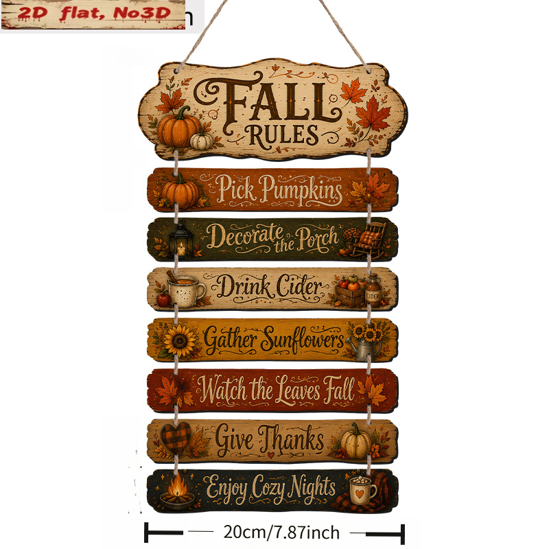 TEMU 2d Flat, 8pcs Of 2d Plane Vintage Aged Wood Chips And Hemp Ropes Are Hung In Series. The Special-shaped Curved Wooden Sign Is Printed With The