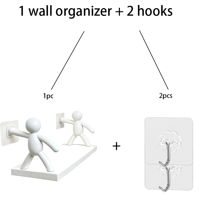TEMU 2pcs Set: 1 Wall-mounted Storage Rack + , No-drill Self-adhesive Wall Shelf, Cute Plastic Wall-mounted Shelf For Bathroom And Kitchen Storage,
