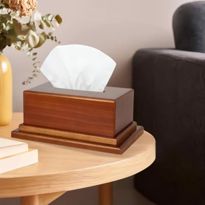wooden tissue box cover with hidden compartment decorative facial   multi functional storage for bathroom office nightstands elegant wooden tissue holder with secret storage bathroom organizers and storage nightstand organizer modern aesthetic polished   Product details 4