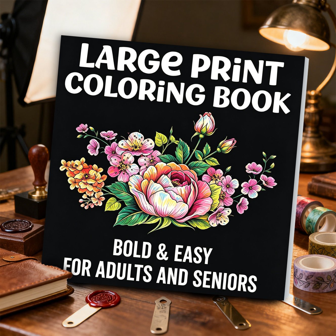 TEMU 1 Book 20.5 X 20.5cm And Easy Mandala Adult Coloring Book, Suitable For Women, With Enlarged Fonts For Relaxing Doodling, Glue-bound Floral