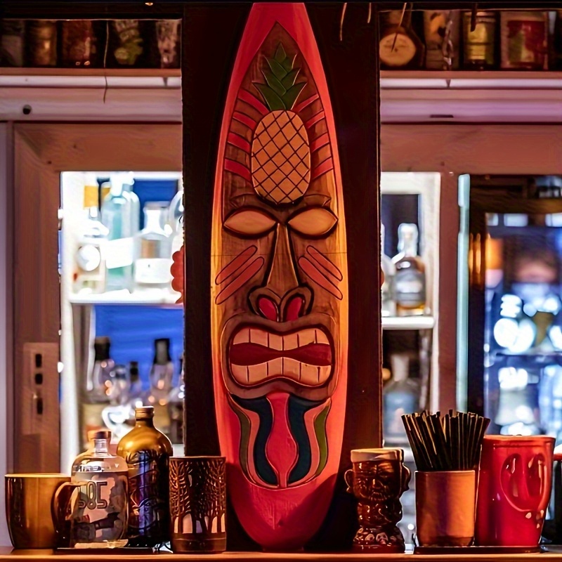 TEMU 2d Flat - Vibrant 2d Wall Art Featuring A Pineapple Surfboard - A Colorful Wooden Beach Sign Hawaiian Luau, Aloha Tropical Birthday Parties, And
