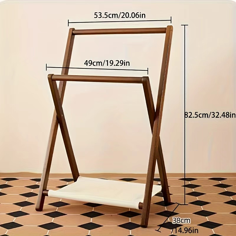 TEMU 1pc Vertical Expandable Clothes Rack | Double-layer Fabric Bags Increase Storage, Strong Cross-frame For Stability, Ideal For Narrow Or Bathroom