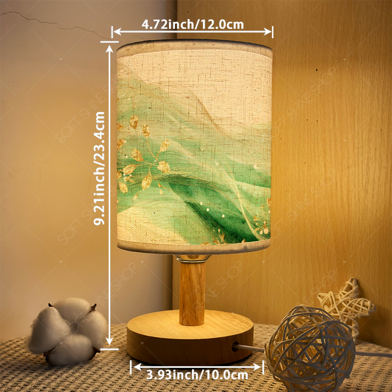 Printed Table Lamp with Fabric Shade, USB-Powered LED Light