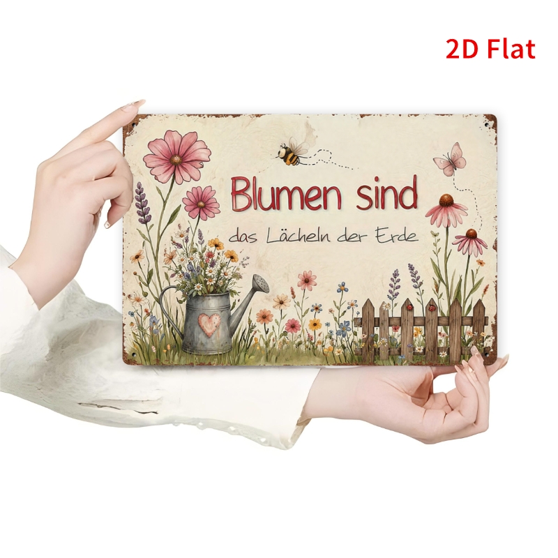 E-shop 2D-Flach, [2Dflat] . 30x20cm - Vintage Blumen Sind Cheln Der Erde Metallschild, Retro Blumengarten-Blechschild, rustikale Wanddeko, 2D-Flach