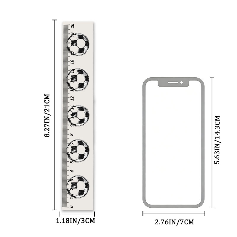 Image of 20cm Plastic Ruler From Abs Resin, Featuring A Black And White Soccer Ball , Sold In A Single Pack, Perfect For School Mathematics, Sturdy And Useful Office Supply