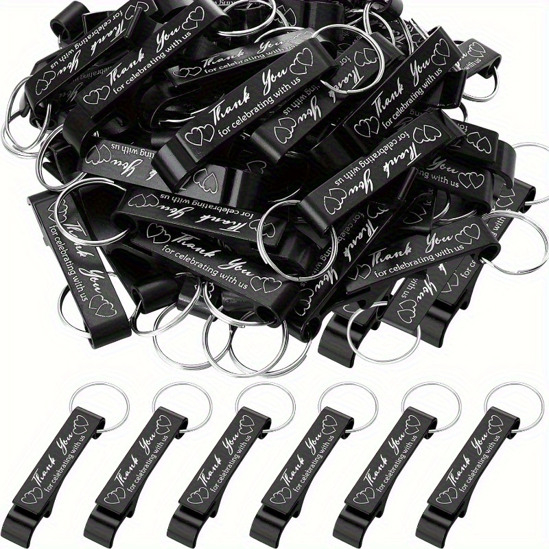 100 Pack Keychain Bottle Opener, Perfect Thank You Gifts For Wedding Guests. Aluminum Wine Beer Bottle Openers Are Exquisitely Engraved, Suitable For Birthday Parties And Graduation Ceremony Souvenirs