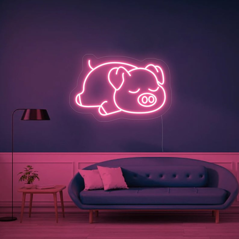 Cute Pig Neon Sign Led Pig Neon Sign Sweet Pig Neon Light Led Wall Decor Neon Sign For Birthday Gift For Girl Anime Led Sign