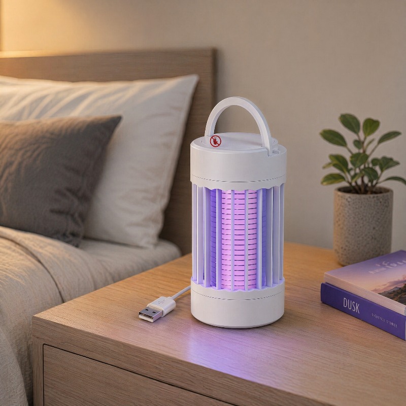 Image of 1pc Usb Plug-in Lamp, Mini Silent Purple Light For Bedroom Or Dorm, Chemical-free Physical Killer