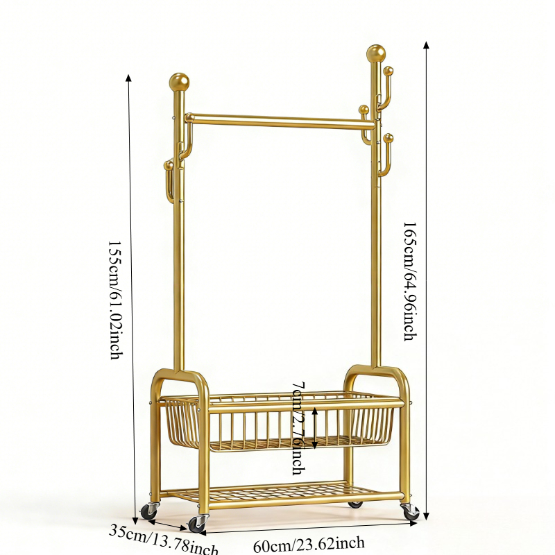 TEMU Home Entryway Living Room Large Capacity Standing Coat Rack With Top Tray And Side Hooks Double Storage Design Thickened Stable Support