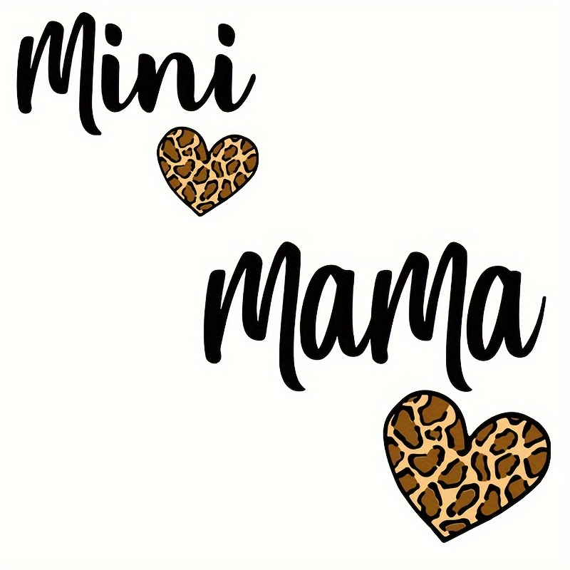 E-shop 2 Stück Mama & Mini Bügelbilder, DIY Bügelaufkleber für Kleidung, T-Shirt Gestaltung, Kissen Dekoration, Bekleidungszubehör & Applikationen