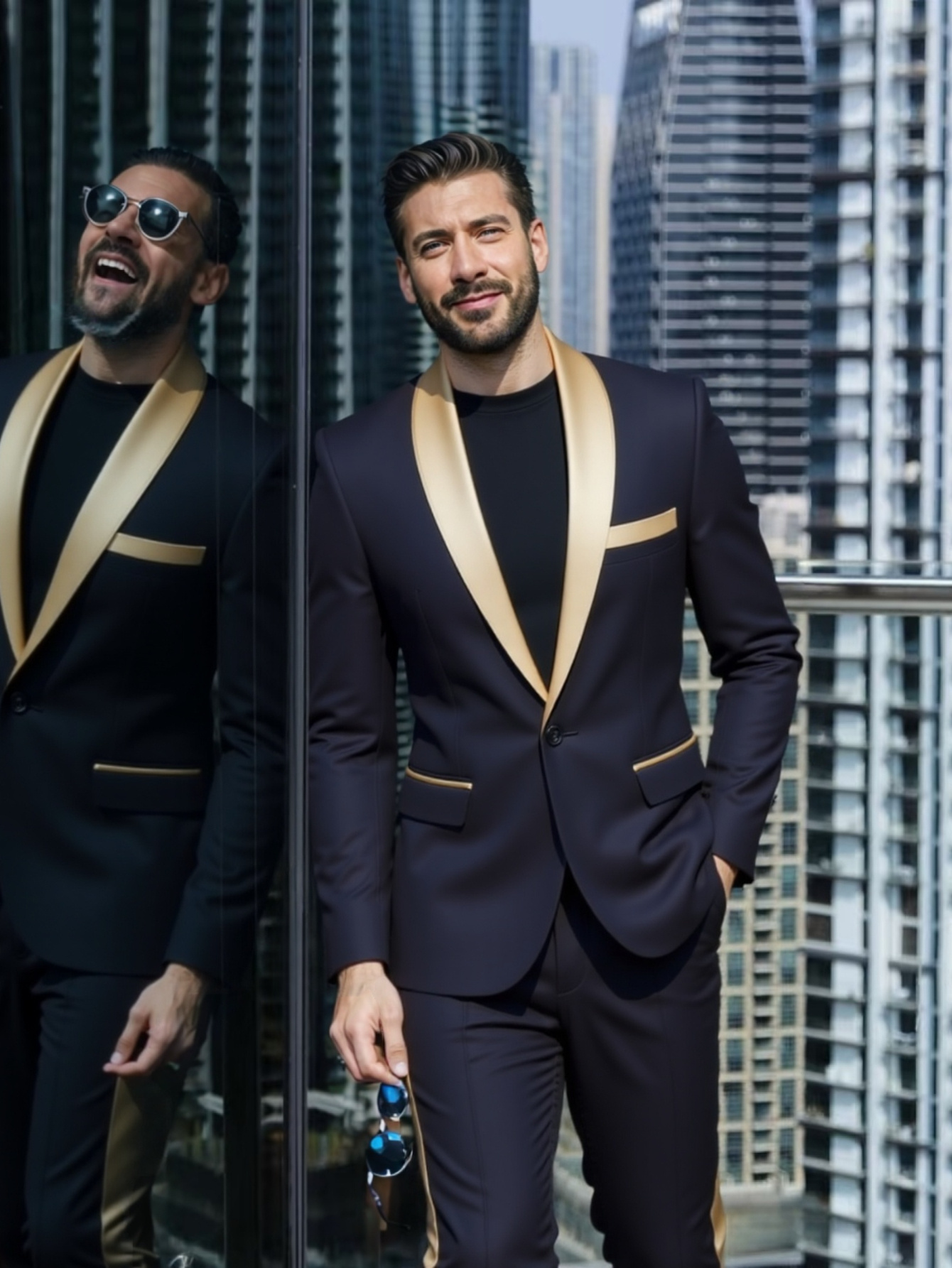Men's suit 3pcs set, shawls, lapels, sports jacket, vest and trousers set | Modern slim-fitting, perfect for PROM and graduation season