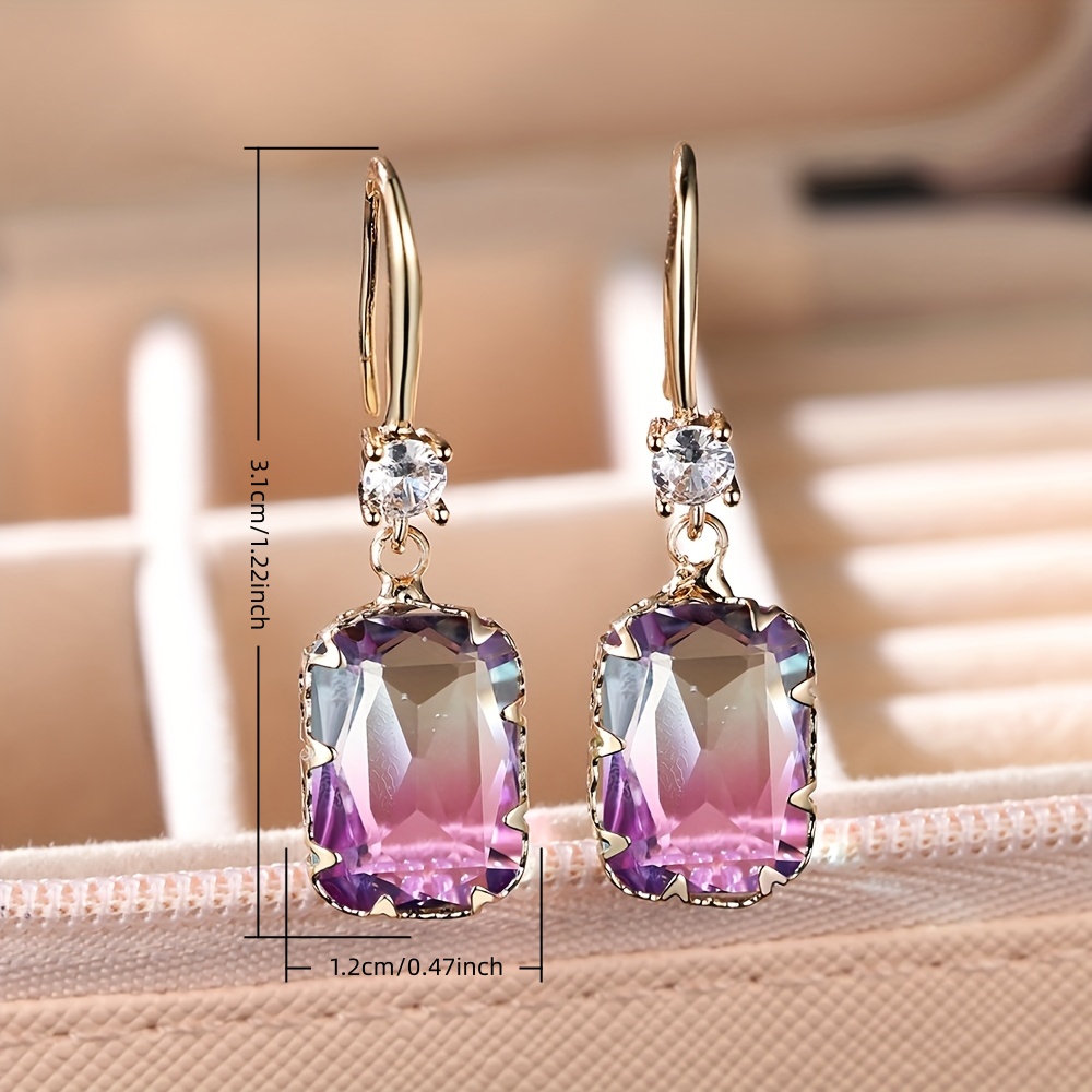 Creative Fashion Gradient Color Earrings with Synthetic Zirconia