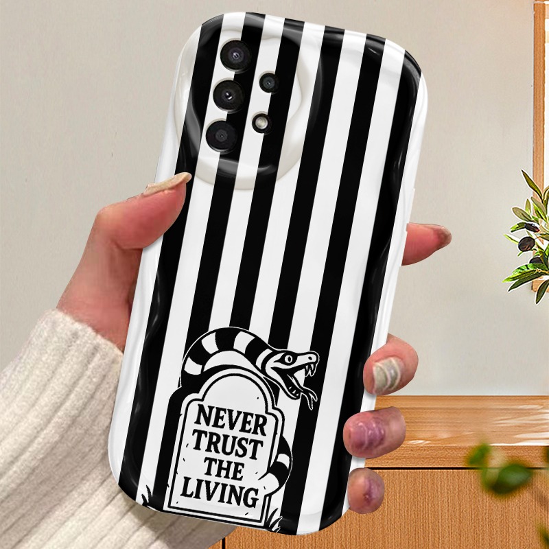 TEMU Phone Case - Warner Beetlejuice Black White Snake And Never The Living Gravestone Phone Case, Compatible With Galaxy