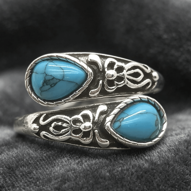 TEMU Anillo de mujer estilo bohemio incrustaciones de sintética de , exquisito, ajustable y de estilo abierto, adecuado para uso diario, banquetes,