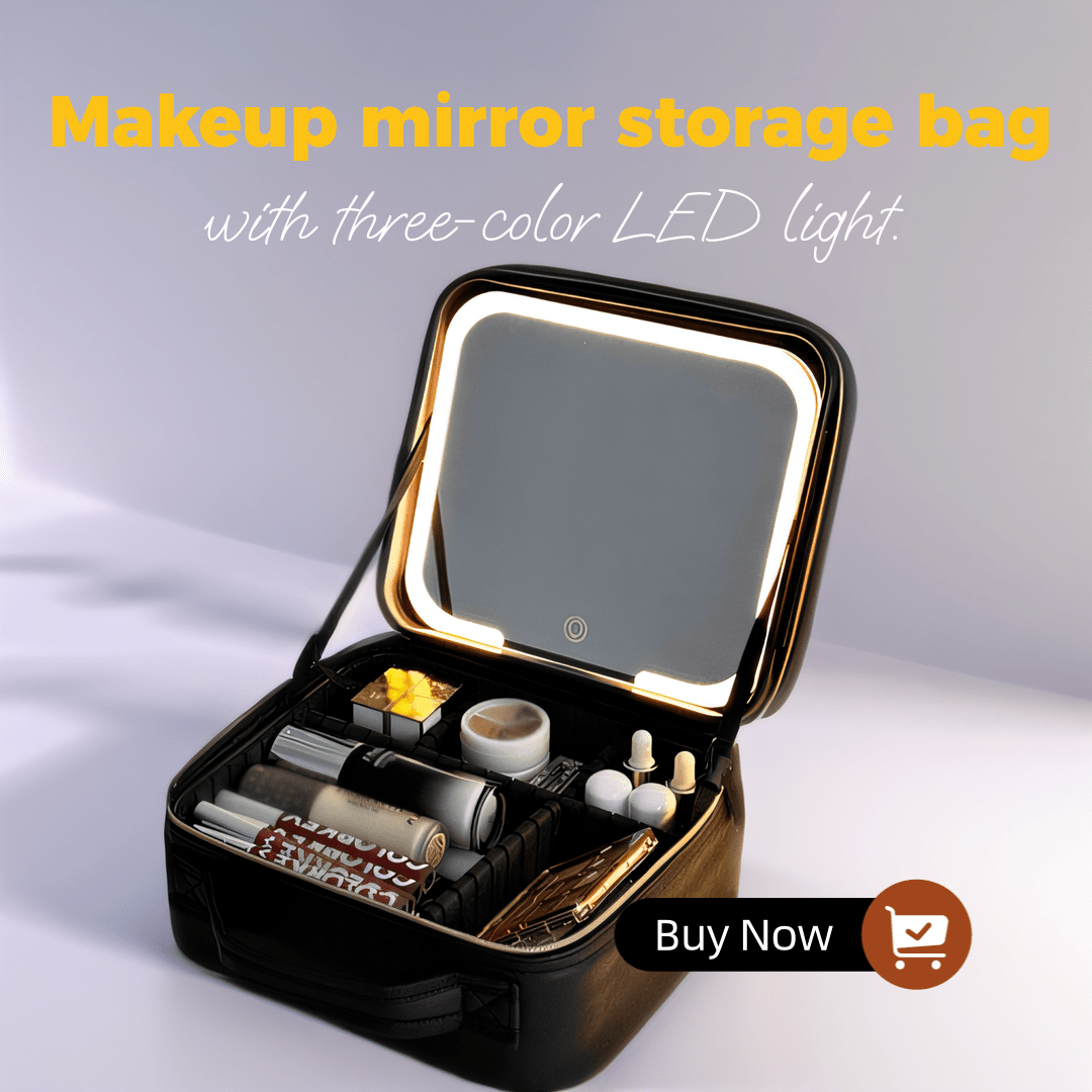 Make-up-Tasche Mit LED-Spiegel – Kosmetikorganizer 25,9x23,4x9,9 Cm, Verstellbare Fächer, USB-C