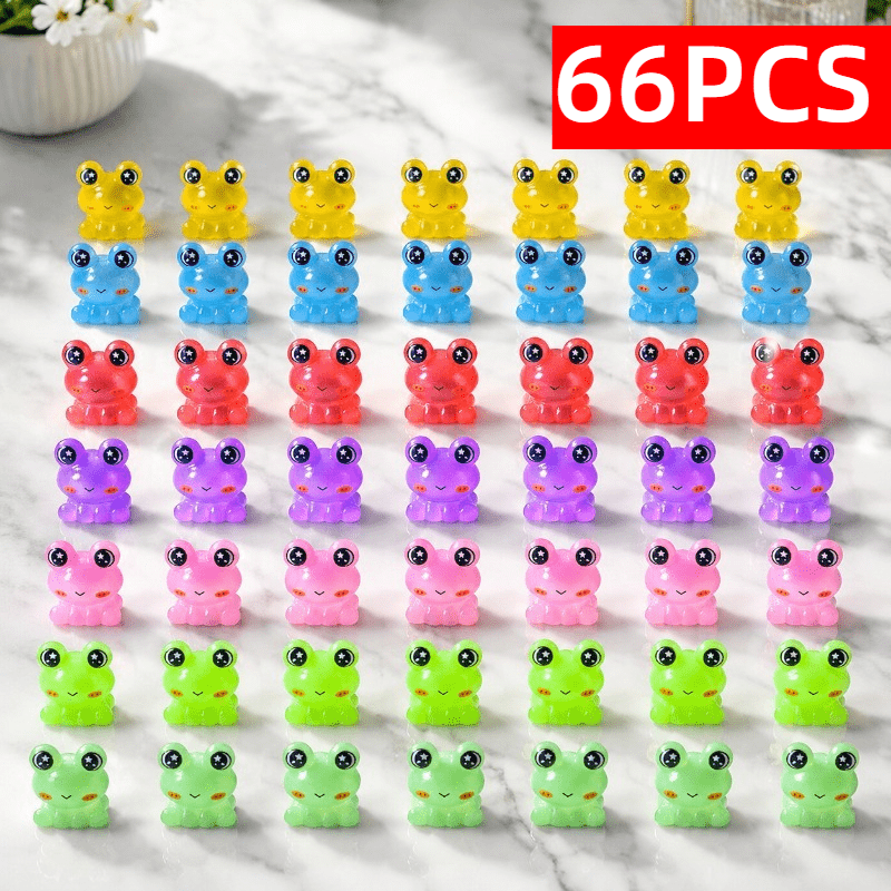 TEMU 66pcs Cute Mini Frog Ornaments, Colorful Resin Figurines, Suitable For Micro-landscape And Aquarium Landscaping Decorations, Handmade Resin