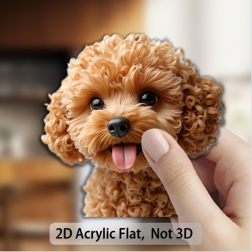 TEMU 1 Cute Poodle Magnet- Curly-haired Puppy, , With Fluffy Golden-brown Fur- Acrylic Dog Portrait Magnet, Suitable Refrigerators And Whiteboards, A