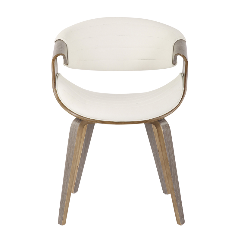 Mid-Century Modern Dining/Accent Chair in Light Grey And White Faux Leather