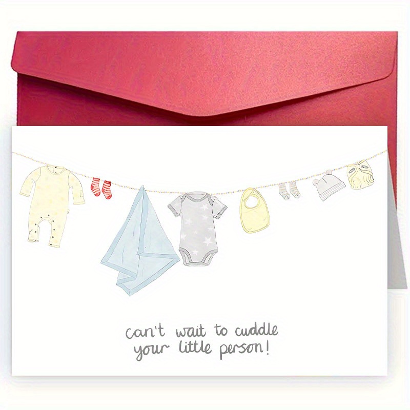 TEMU 1pc Cute Baby Shower Card With Envelope - " To Cuddle !" - Pregnancy , Newborn Welcome, And Baby Showers, Measuring 4.72 X 7.09 Inches, Soft