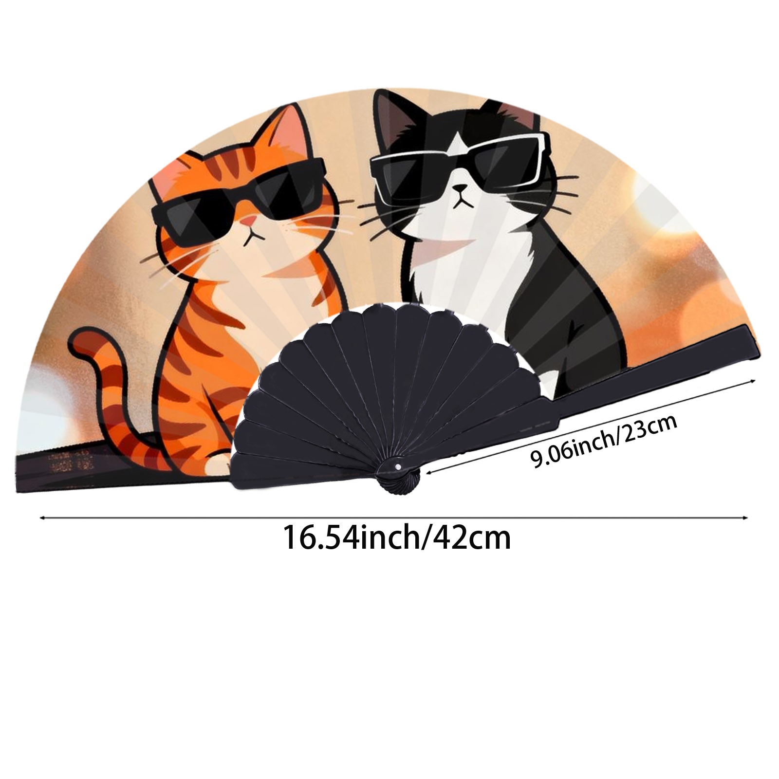 TEMU Éventail pliant à main 1 pièce avec imprimé chats de dessin cool, ventilateur de poche portable plusieurs spécifications disponibles, cadeau