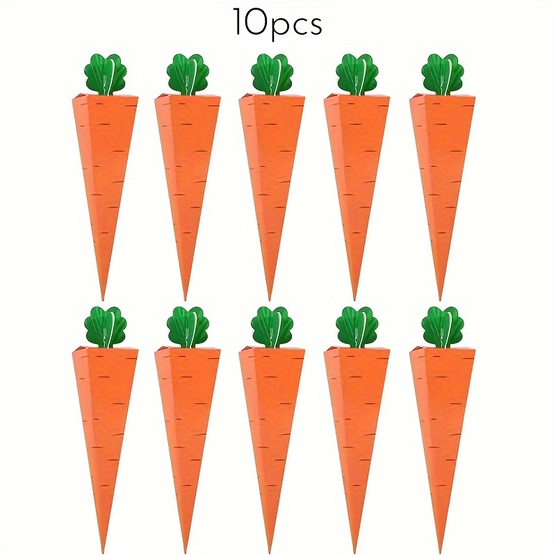 Image of 10pcs Easter Carrot Paper Box Rabbit Festival Packaging Bag Spring Easter Party Decoration Birthday Party Gift Box Festival Gift Packaging Box