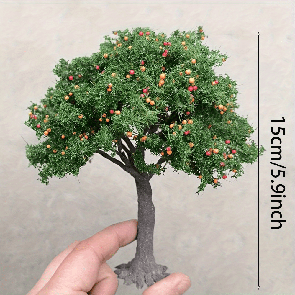 Image of 1pc Tree Miniature Farmhouse Decor, Miniature Sand Table Building Model Decoration, Diy Miniature Landscape Decoration For Fruit Trees