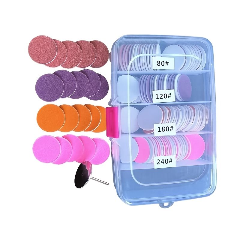 TEMU 120pcs Of Sandpaper Ring+ 1 Metal Shaft Set 25mm ( Inch) Manicure Polishing Head Replacement Set, Special Dead Skin Polishing Head For Electric