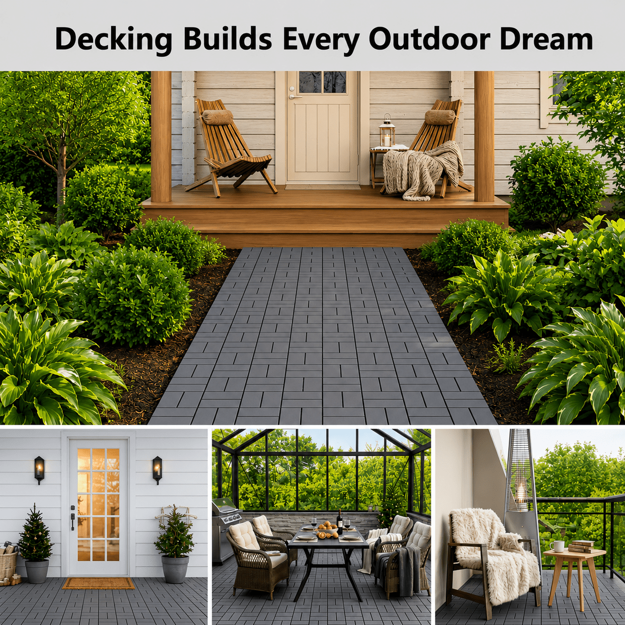11pcs Interlocking Deck Tiles 30x30x2cm, Outdoor Flooring Tiles For Balcony, Patio, Garden & Terrace, Modular Floor Tiles, Non-slip Plastic Decking In Black Or Brown