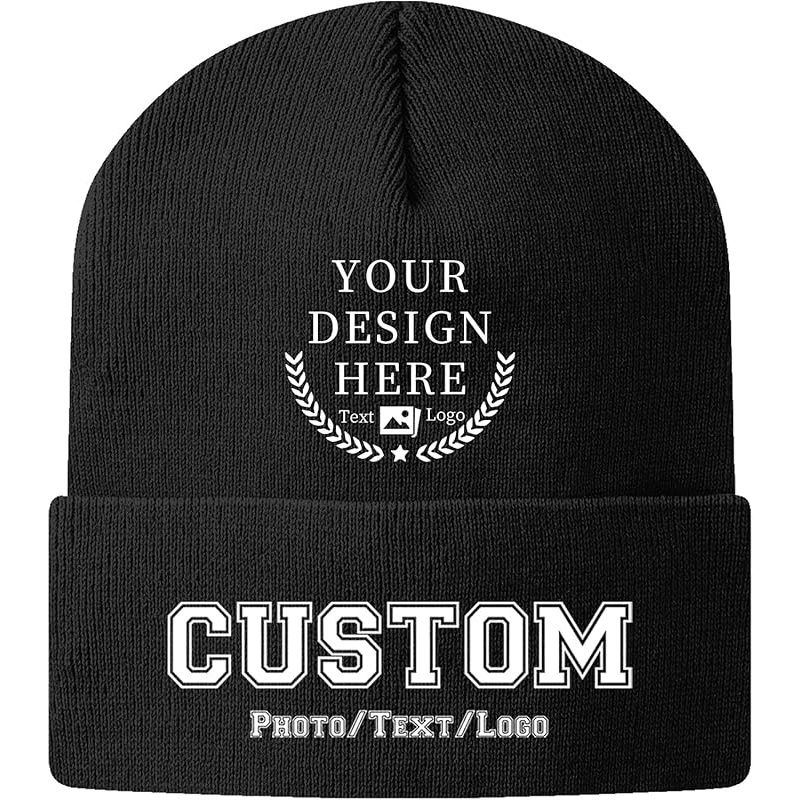 TEMU Customized Beanie, Unisex, Personalized Knit Hat, Photo And Text Printable