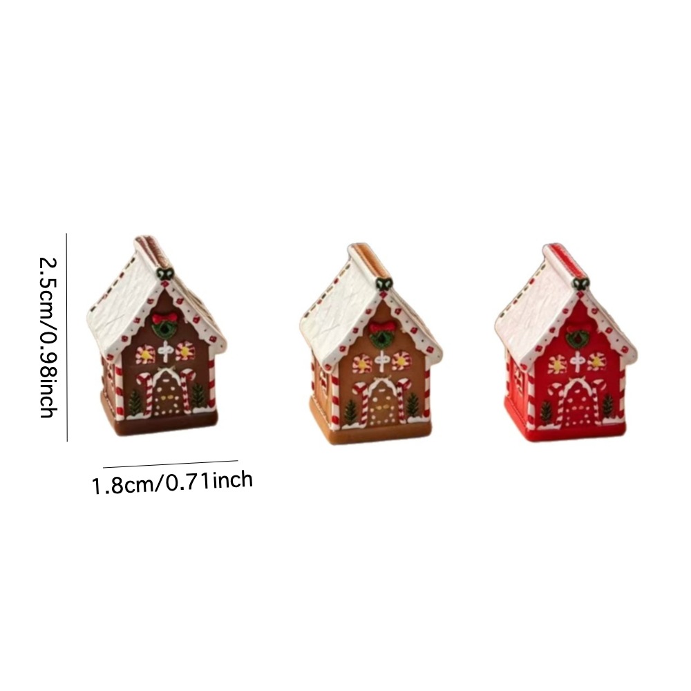TEMU 3-teiliges Miniatur-Lebkuchenhaus-Figur-Set aus Harz mit Dach & Wänden – Realistische Mini-Lebkuchenhäuser geeignet für Weihnachts-Tischdeko,