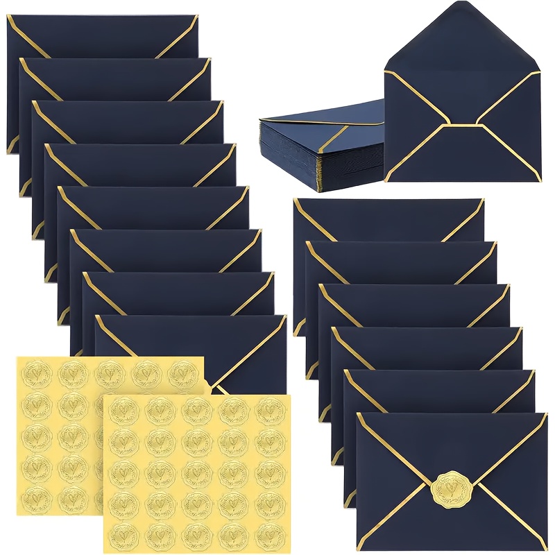 TEMU 20pcs Including 10 Envelopes + 10 Stickers, -style Greeting Card Envelopes, Suitable For Weddings, Birthday Parties, Christmas, Halloween,