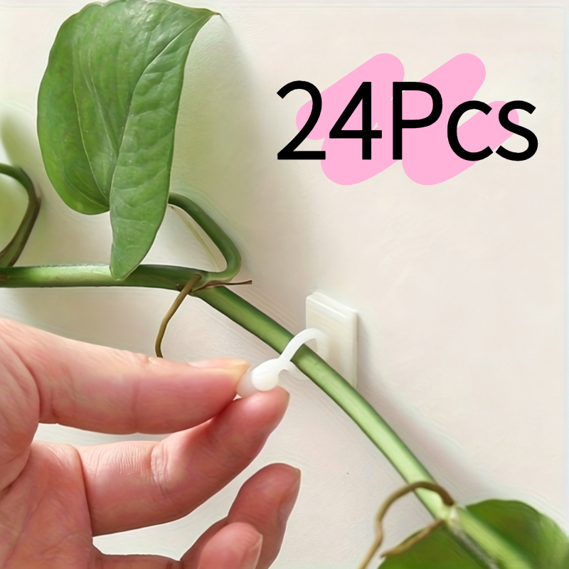 TEMU Lot de 24 pinces de fixation auto-adhésives pour mur de jardin pour plantes grimpantes, fixations pour perçage, pour , crochets de grimpante en