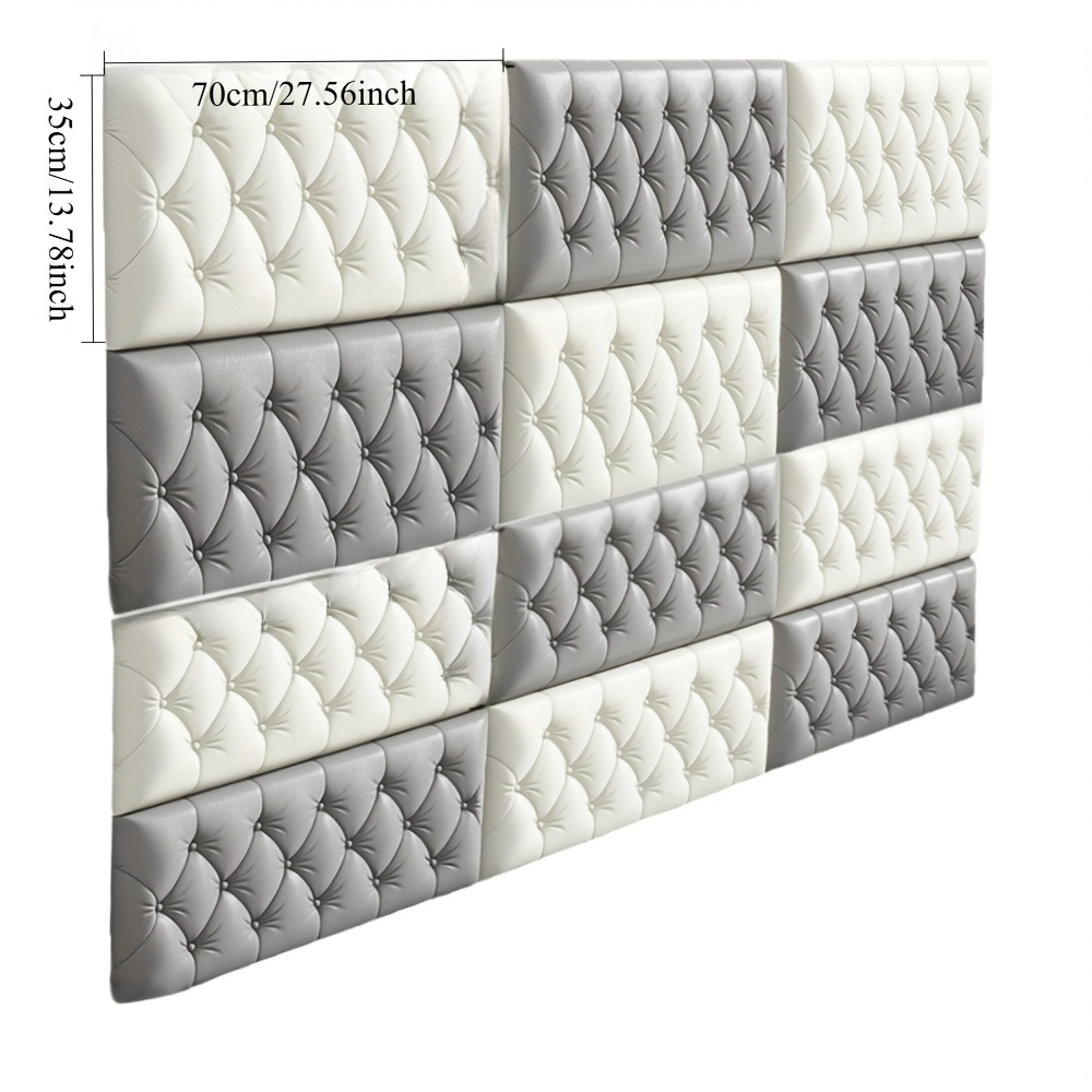 TEMU 12pcs Self-adhesive 4mm Thick 3d Foam Wall Panels – Thickened Vinyl Bumper Strips, Bedside Corner Guards, Easy-to-peel And Stick Wallpaper,