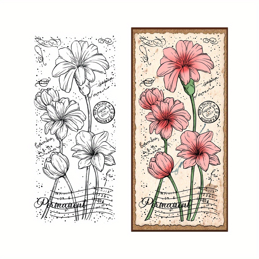 Clear Silicone Stamp Set for Card Making Floral Theme Rose Flowers