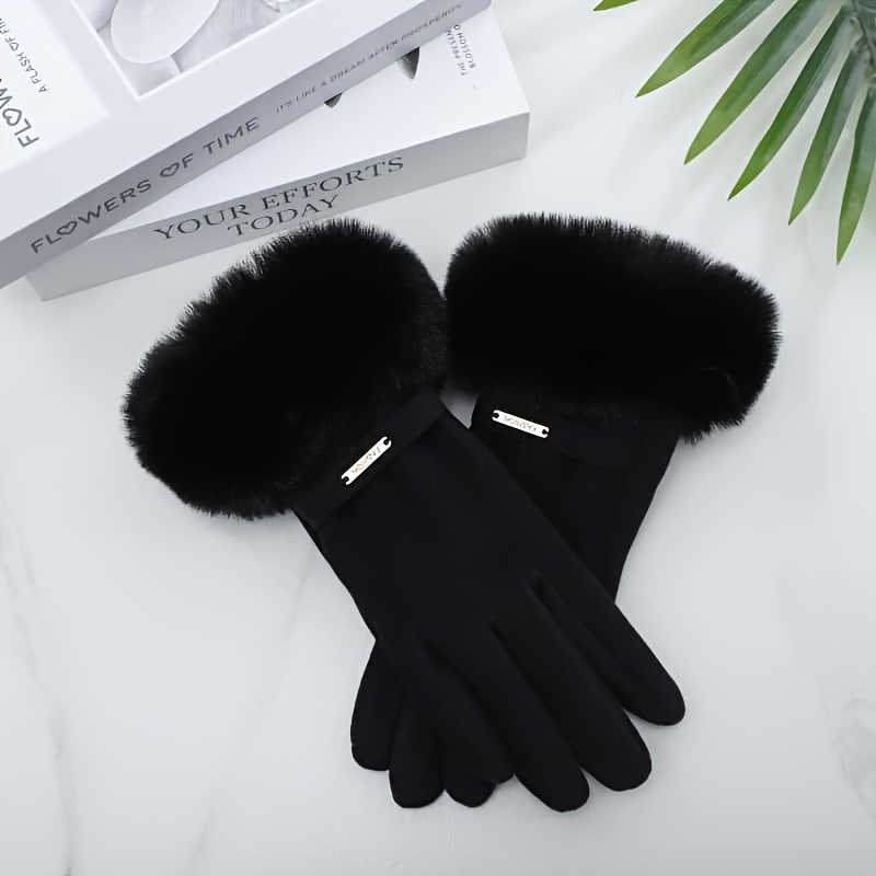 TEMU Rabbit Plush Women's Warm Touchscreen Gloves