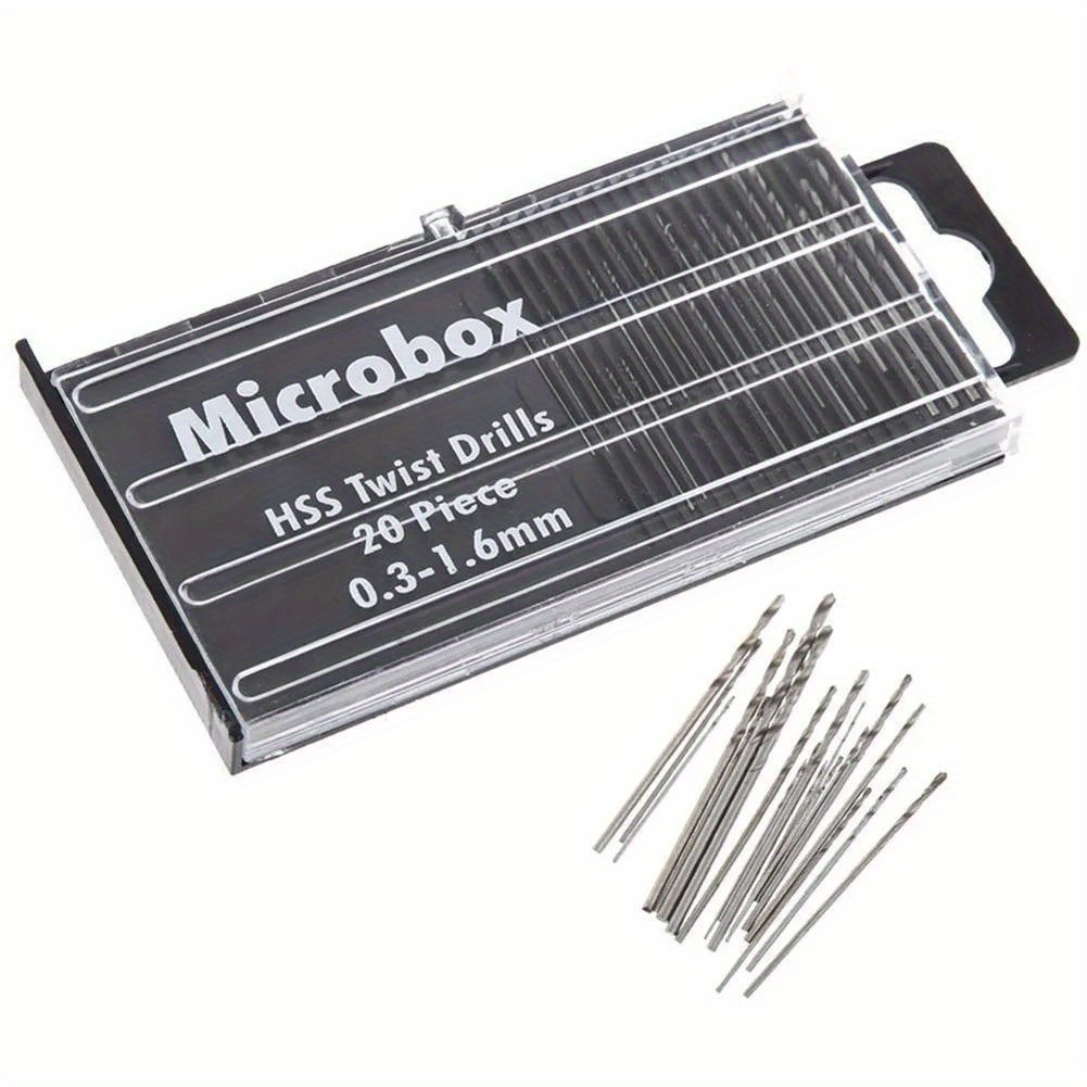 20pcs Mini Hss Spiral Drill Bits Set 0.3mm-1.6mm For Jewelry Watch Repair, Model Making, Electronics, Precision Craft