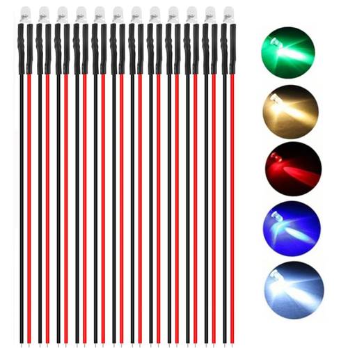 Artikelbild 12 stück 3mm led kabelglühbirnen mit vorgefertigten verbindungen für leuchtdioden, modellklassifizierungs-set für miniatur led-dioden