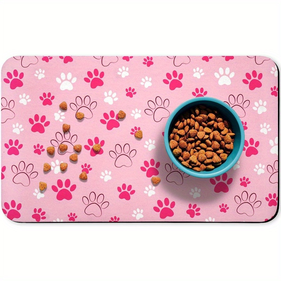 waterproof pet feeding mat for dogs and cats - absorbent pink silica mud placemat with paw , 30.48x50.8 cm, protects floors from and messes - pet supplies - Temu United Kingdom