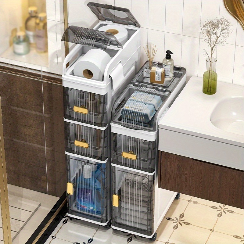 1   armário de armazenamento para   estreitos, armário impermeável para banheiro, prateleira de armazenamento para cozinha com tampa detalhes 3