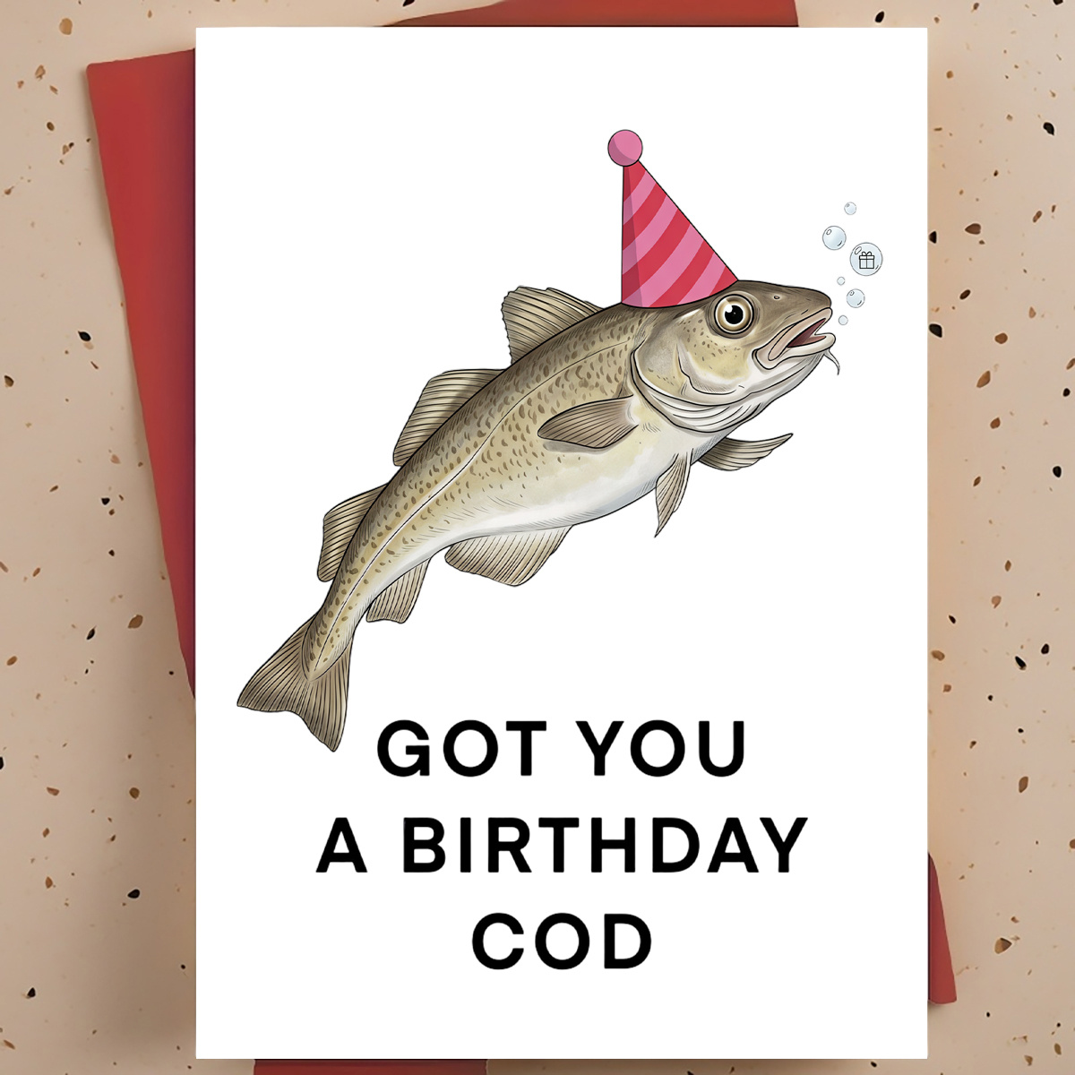 TEMU 1 carte de vœux d'anniversaire amusante, pour , les passionnés de pêche – Illustration de cabillaud dessinée à , humoristique et originale, avec