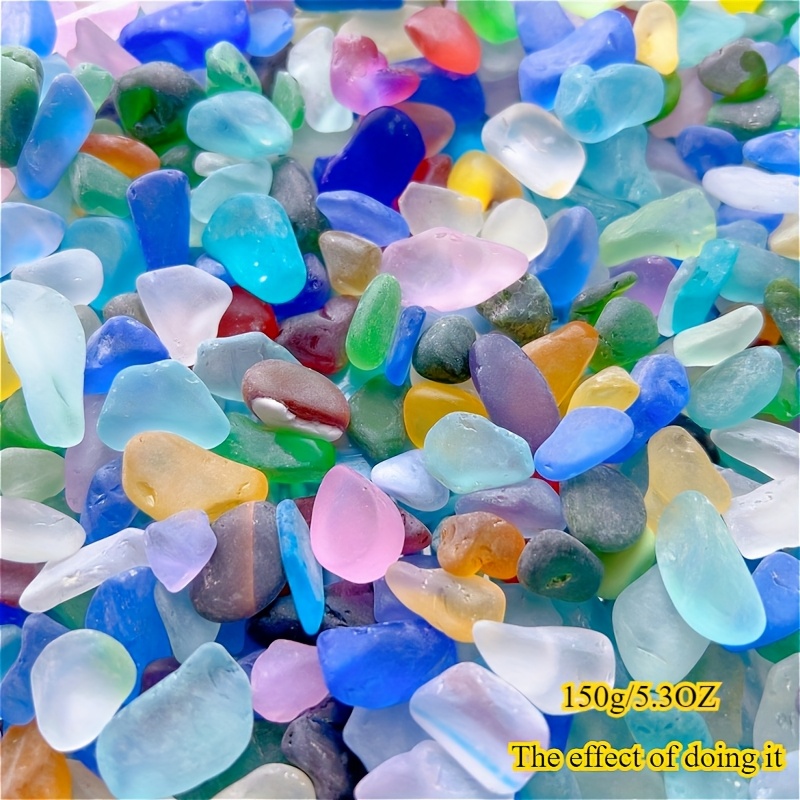 TEMU 150/300g Frosted Sea Glass Gravel, Frosted Glass Pebbles, Used For Vase Fillers, Aquarium Decoration. Crafts, Home Decoration, Christmas