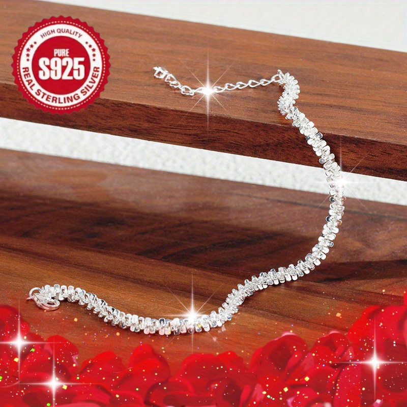 Sparkling 925 Sterling Silver Starry Bracelet, Lightweight