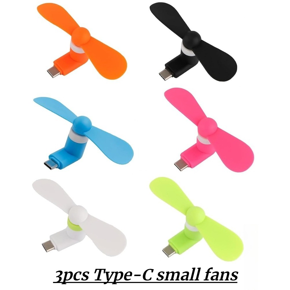 Image of 3pcs Mini Usb Desk Clip Fan, Portable Usb Charging Desk Fan, 6 Colors, Iron Material, Silent Cooling Fan, Usb Type-c, Handheld, Battery-free, Gift For Everyday Use